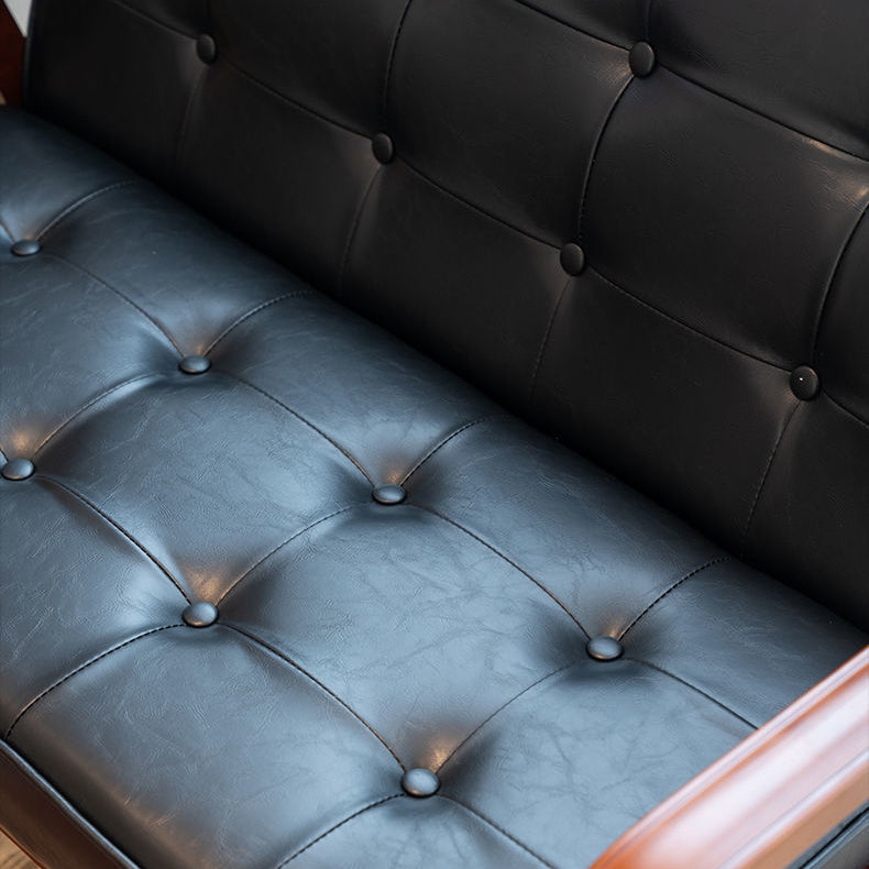 29.5"H Faux Leather Tuxedo Solid Color Square Arm Sofa for Living Room