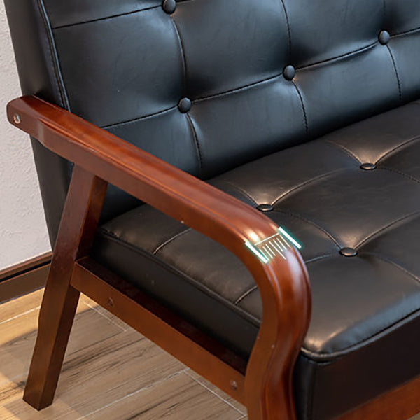 29.5"H Faux Leather Tuxedo Solid Color Square Arm Sofa for Living Room