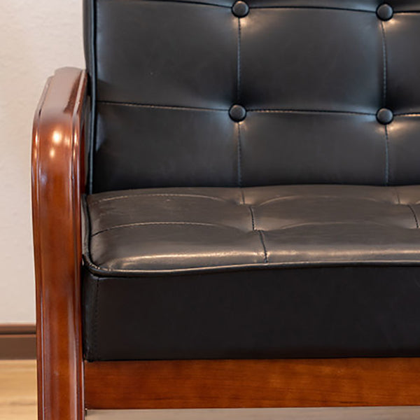 29.5"H Faux Leather Tuxedo Solid Color Square Arm Sofa for Living Room