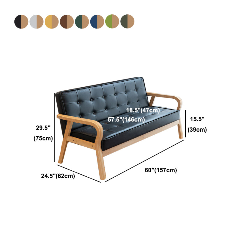 29.5"H Faux Leather Tuxedo Solid Color Square Arm Sofa for Living Room