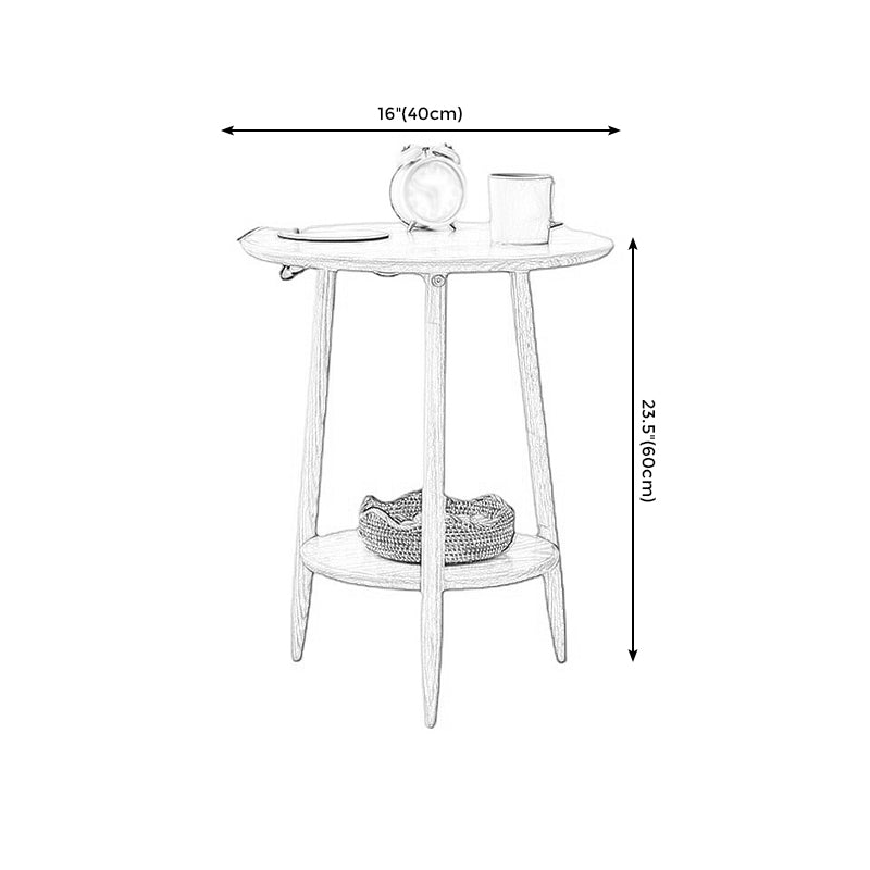 23.6"/27.5" Tall 3 Legs End Table Wood White/Natural/brown Round Side Table with Shelf