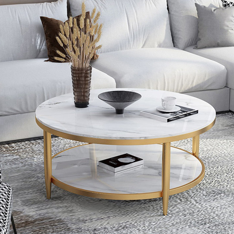 4 Legs 1 Single Coffee Table Modern Marble Round Cocktail Table