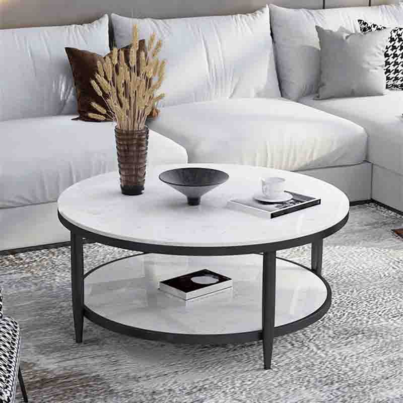 4 Legs 1 Single Coffee Table Modern Marble Round Cocktail Table