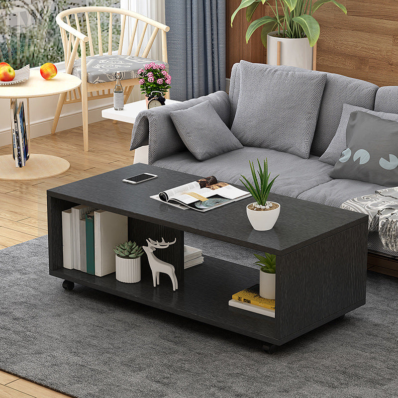 Modern 1 Single Coffee Table Sheet Material Cocktail Table with Casters