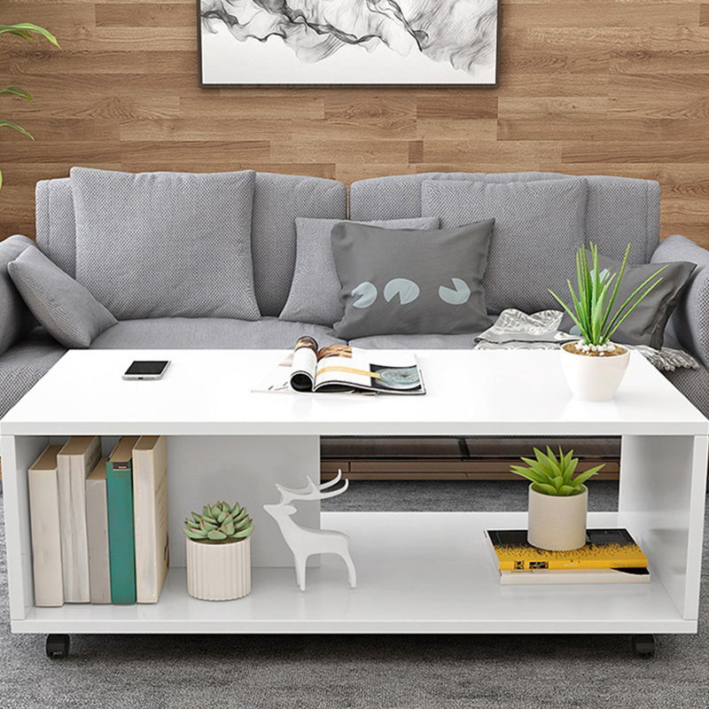 Modern 1 Single Coffee Table Sheet Material Cocktail Table with Casters