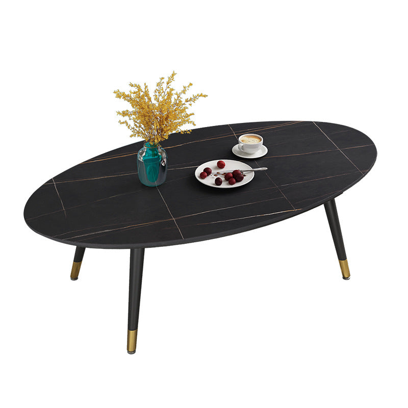 18.8" Tall Modern Ironcraft 4 Legs Black/white Slate Top Coffee Table