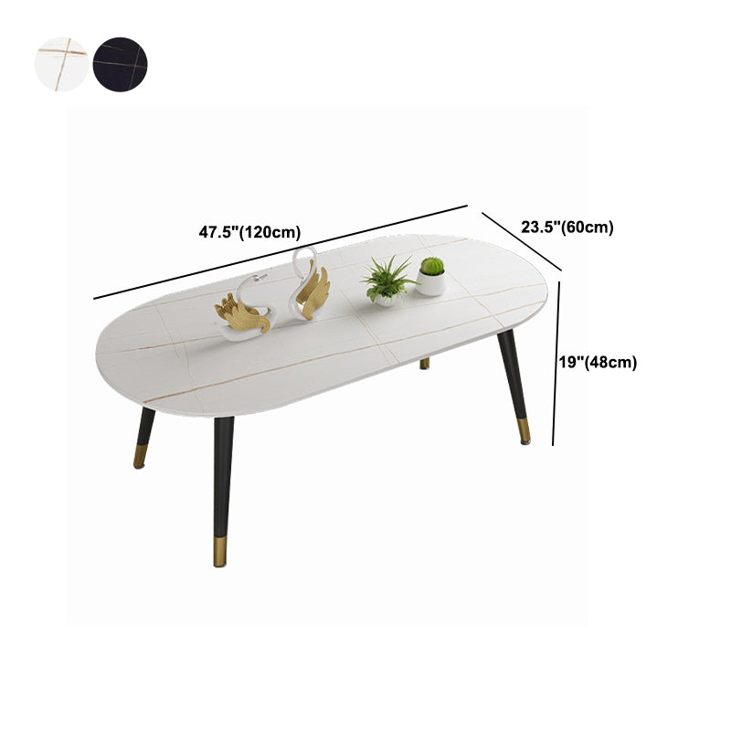 18.8" Tall Modern Ironcraft 4 Legs Black/white Slate Top Coffee Table