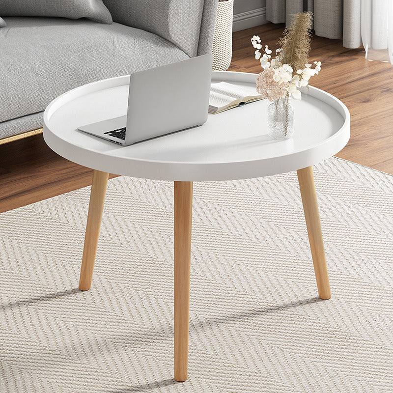 19.6"H Modern 3 Legs Wood Base Plastic Round Tray Top Coffee Table