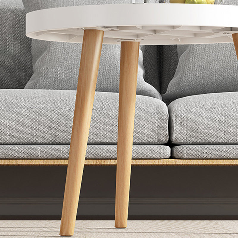 19.6"H Modern 3 Legs Wood Base Plastic Round Tray Top Coffee Table