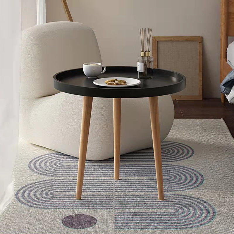 19.6"H Modern 3 Legs Wood Base Plastic Round Tray Top Coffee Table