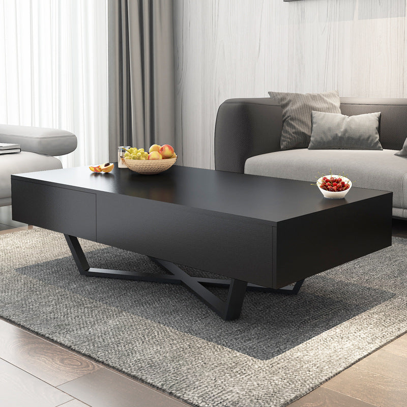 15.7"H Modern Metal Cross Leg Wood Rectangular Table Top Coffee Table