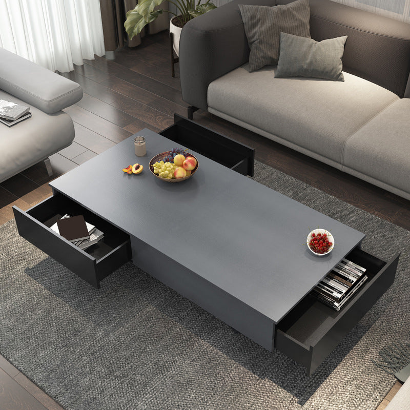 15.7"H Modern Metal Cross Leg Wood Rectangular Table Top Coffee Table