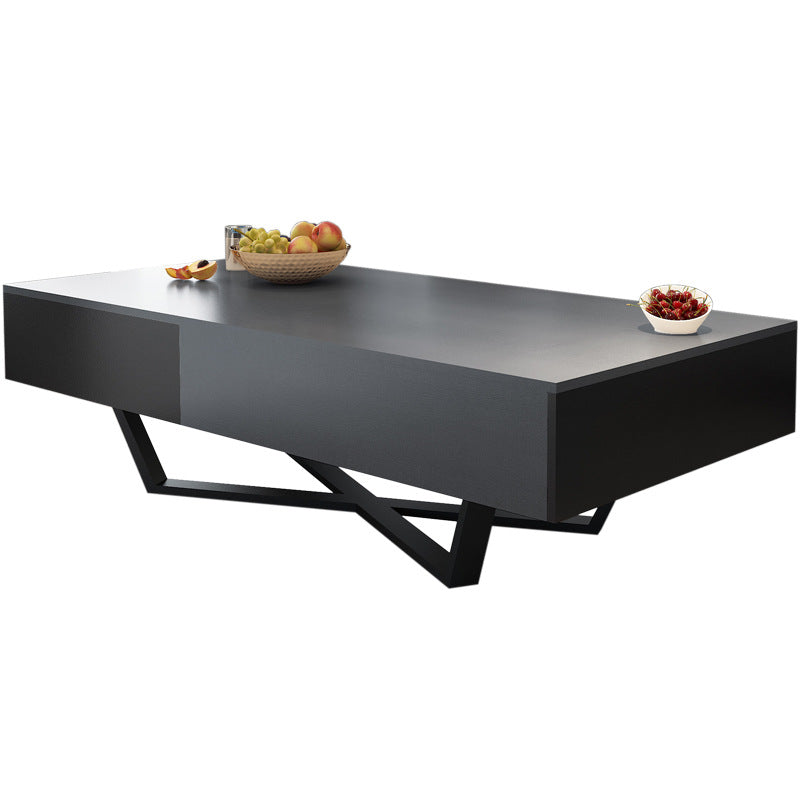 15.7"H Modern Metal Cross Leg Wood Rectangular Table Top Coffee Table