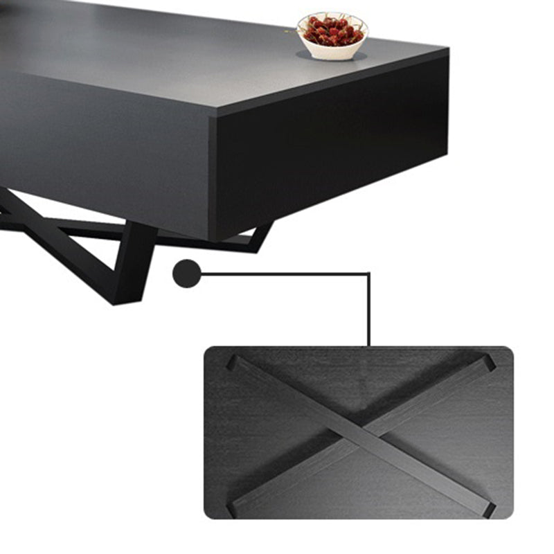 15.7"H Modern Metal Cross Leg Wood Rectangular Table Top Coffee Table