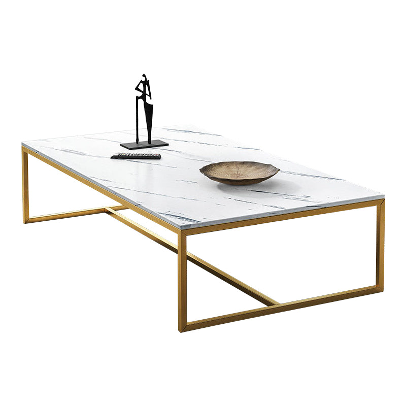 Modern Steel Trestle Base Rectangular Wood Table Top Coffee Table