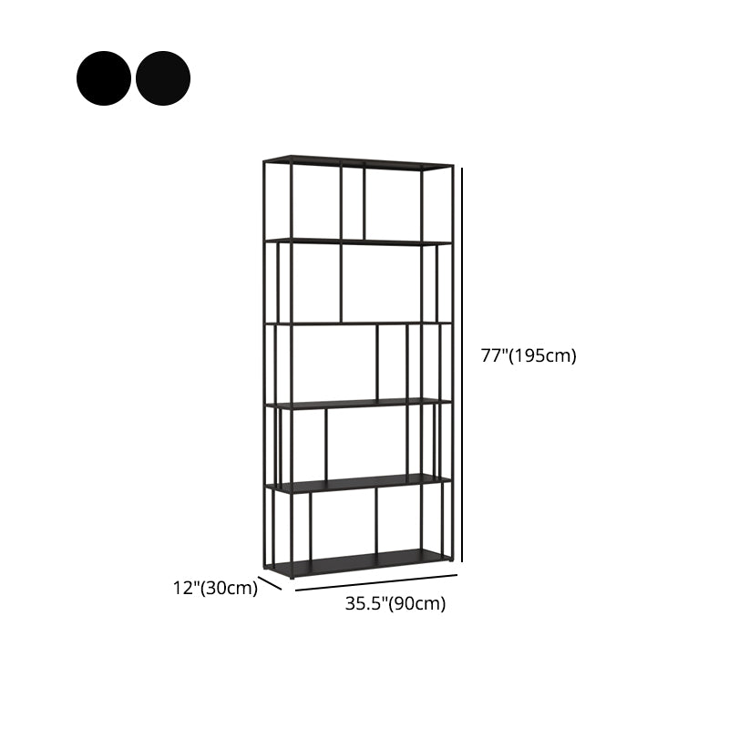 76.77"H Bookshelf Contemporary Style Open Back Black Bookcase for Home Office
