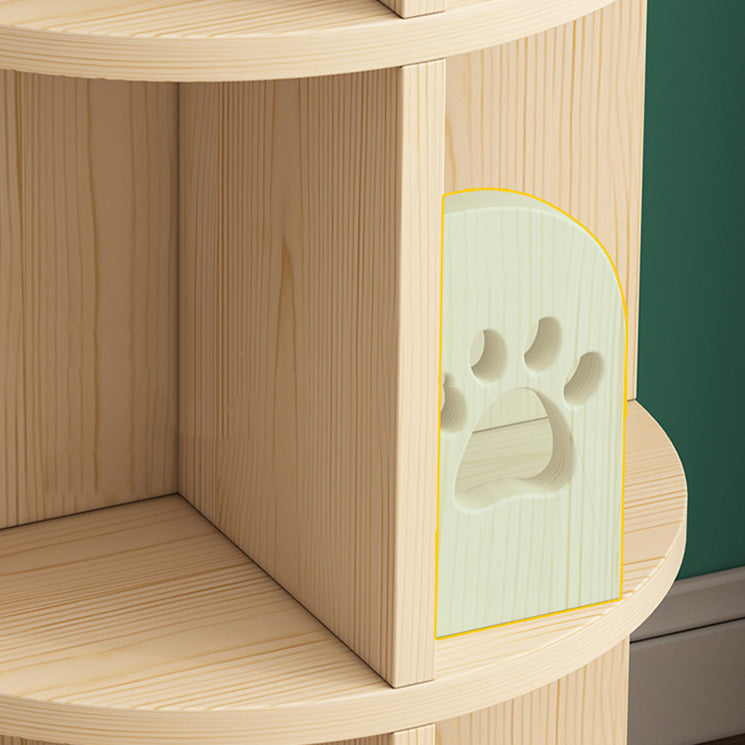 Contemporary Style Bookshelf Natural Solid Wood Bookcase for Home Office