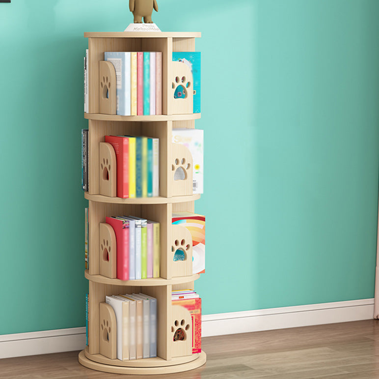 Contemporary Style Bookshelf Natural Solid Wood Bookcase for Home Office