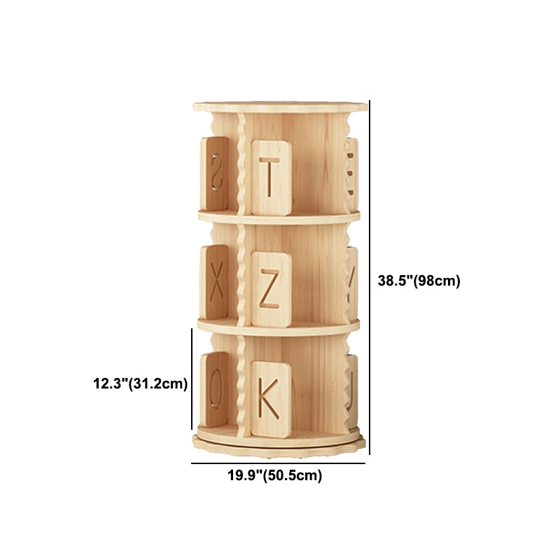 Contemporary Style Bookshelf Natural Solid Wood Bookcase for Home Office