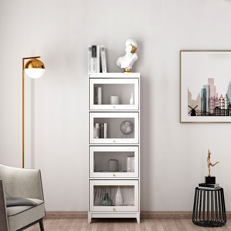 Manufactured Wood Standard Bookcase White Contemporary Bookcase with Glass Doors