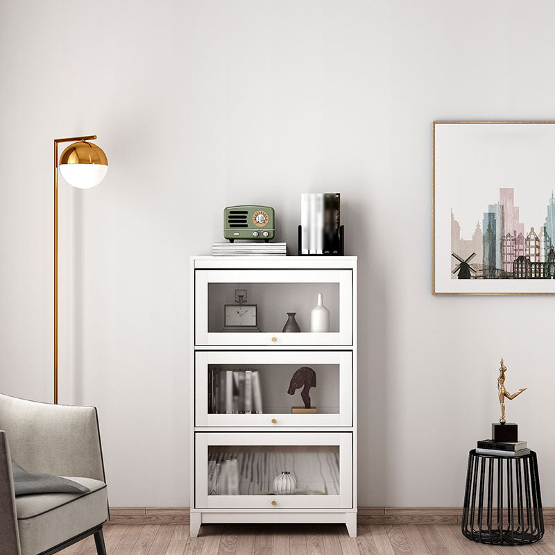 Manufactured Wood Standard Bookcase White Contemporary Bookcase with Glass Doors