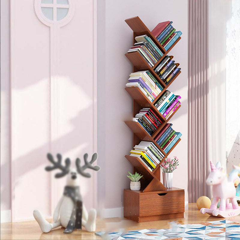 Scandinavian Style Shelf Bookcase Closed Back Bookcase for Office and Home