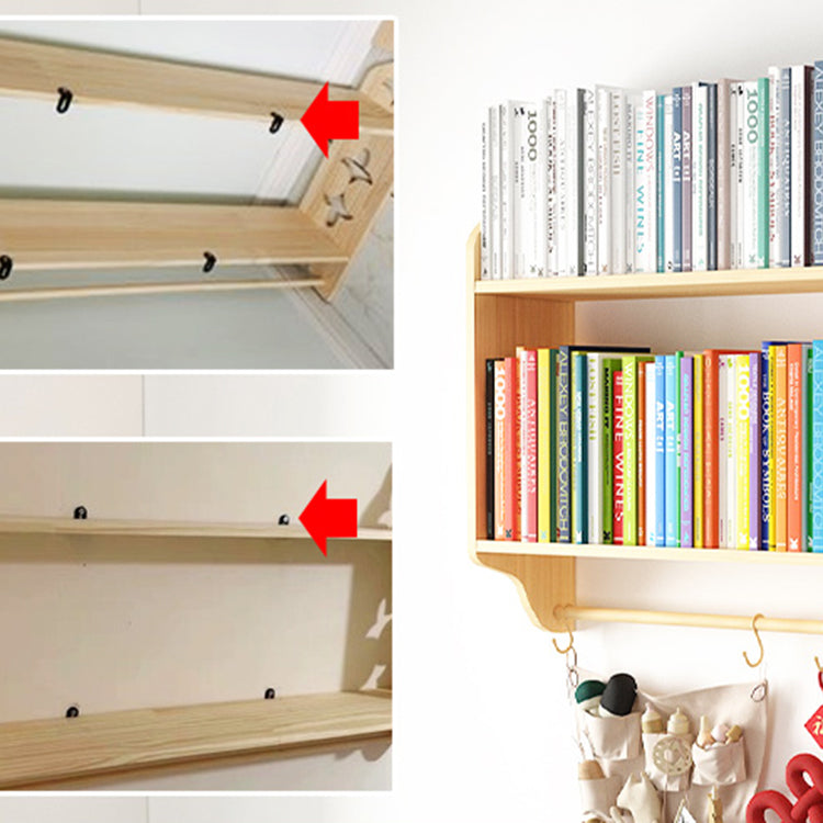 Modern Style Wood Bookshelf Wall Mounted Bookcase for Study Room