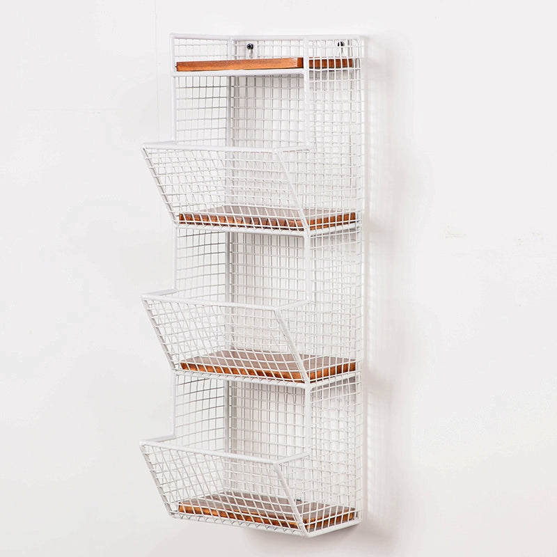 Industrial Wall Unit Bookshelf with Iron Frame Pine Wood Shelf