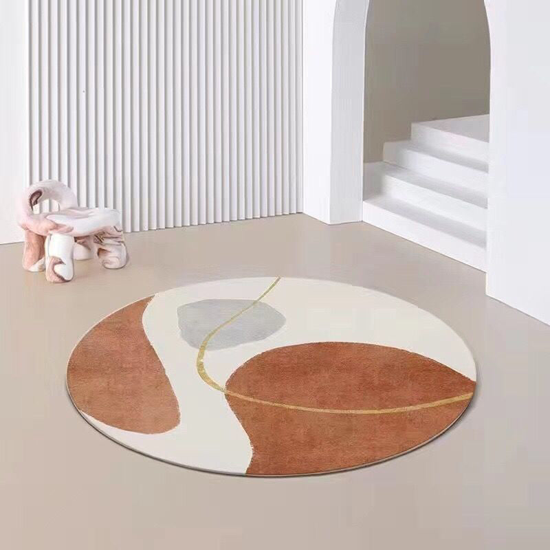 Orange Modern Carpet Polyester Color Block Carpet Stain Resistant Carpet for Living Room