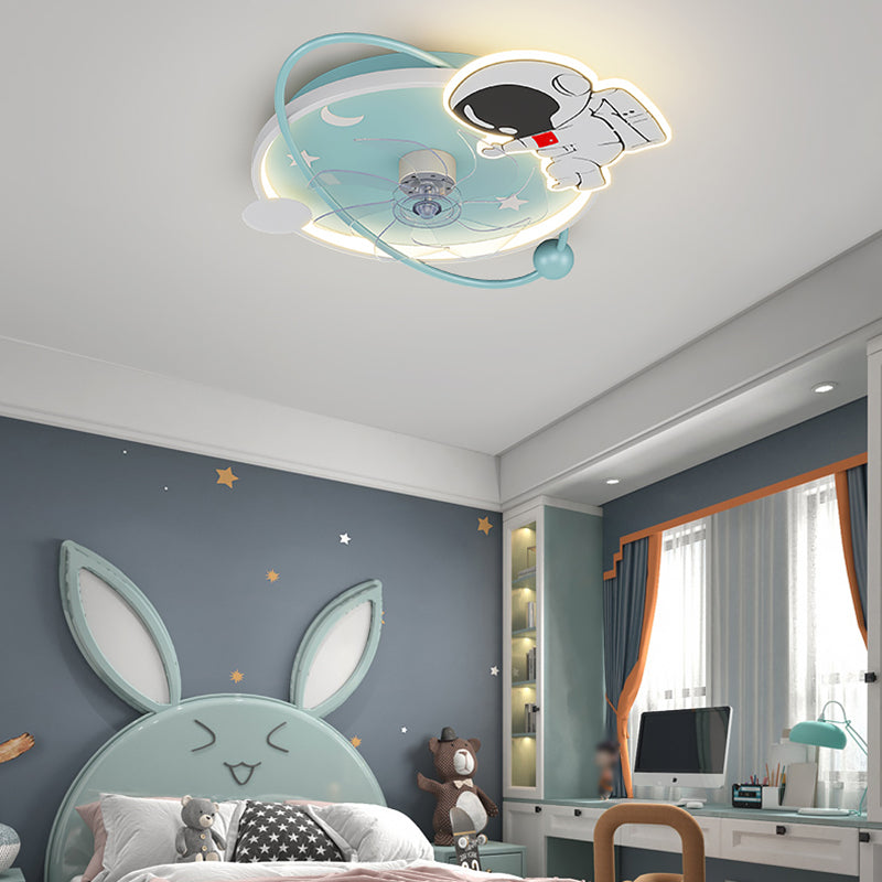 Unique Shape Ceiling Fixture Kids Style Metal 1 Light Ceiling Mounted Light in Blue