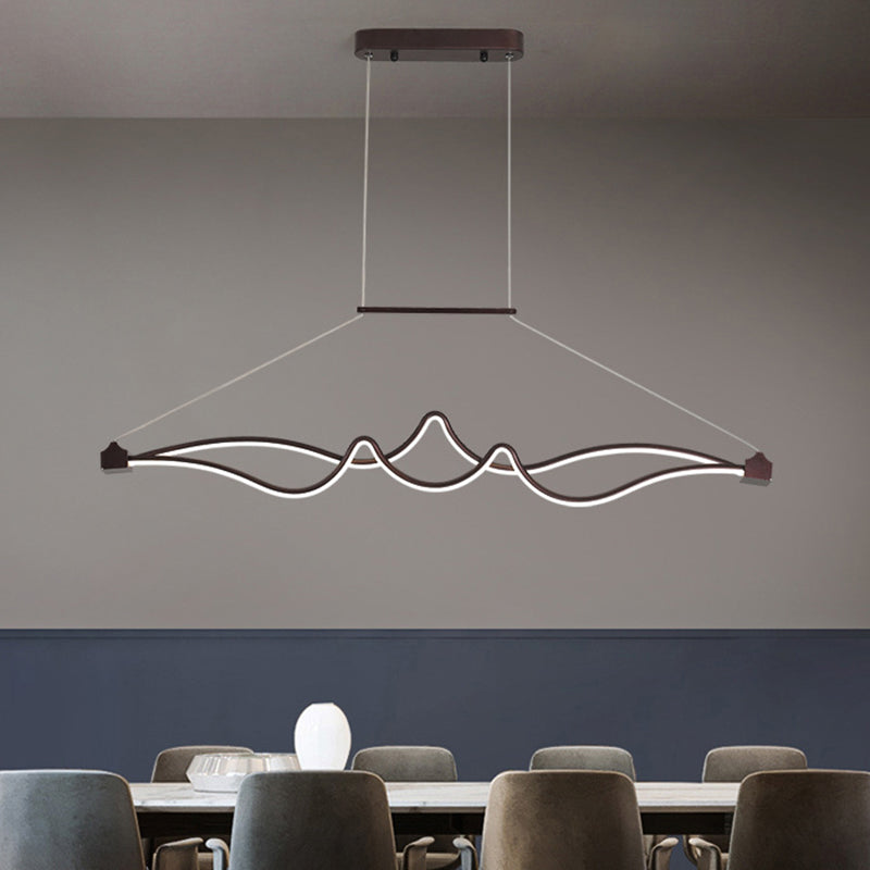 Nordic Aluminum Island Light Linear 2 Lights LED Island Pendant for Dining Room