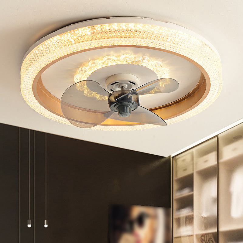 2-Lights Modern Round Fan Light Metal Colorful LED Flush Mount Light for Bedroom