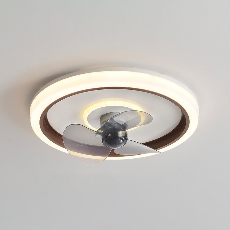 2-Lights Modern Round Fan Light Metal Colorful LED Flush Mount Light for Bedroom