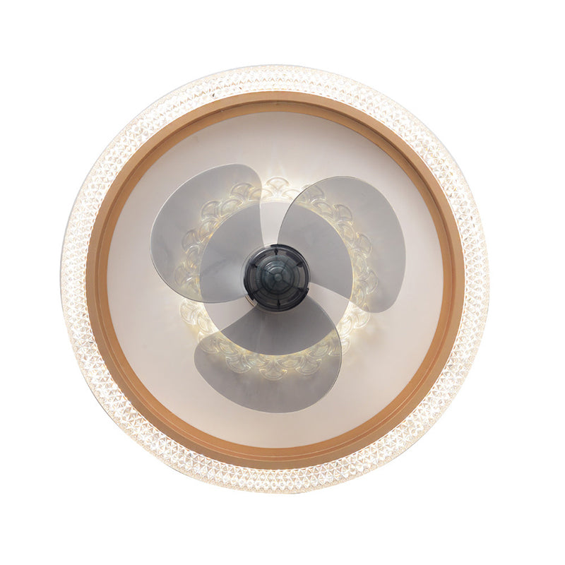 2-Lights Modern Round Fan Light Metal Colorful LED Flush Mount Light for Bedroom