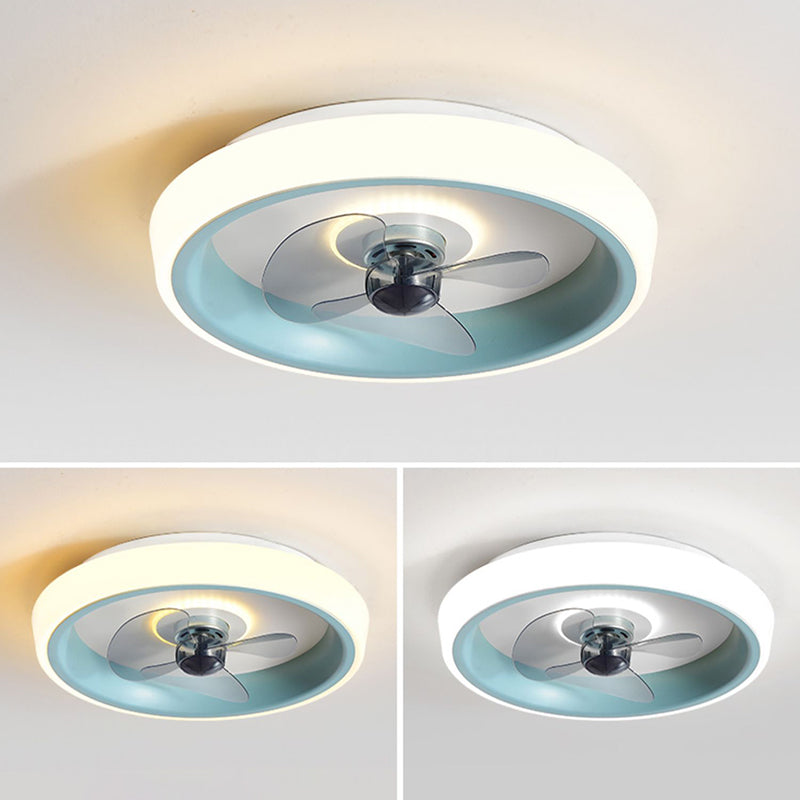 Contemporary Round Fan Light Metal Colorful LED Flush Mount Light for Bedroom