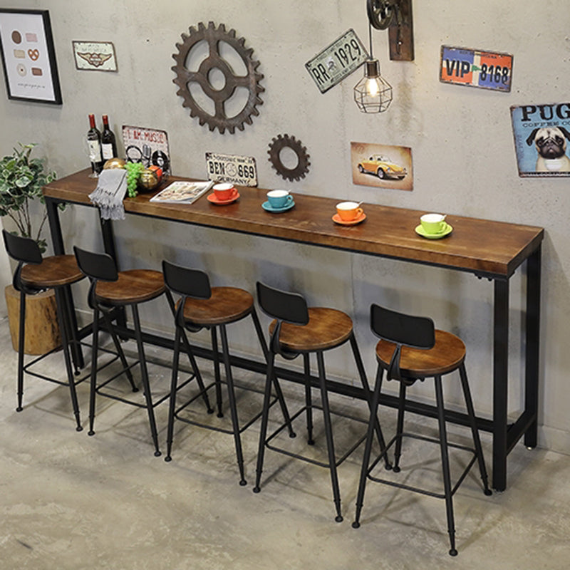 Coffee Shop Rectangle Wood Top Counter Table Iron Base Industrial Bar Table