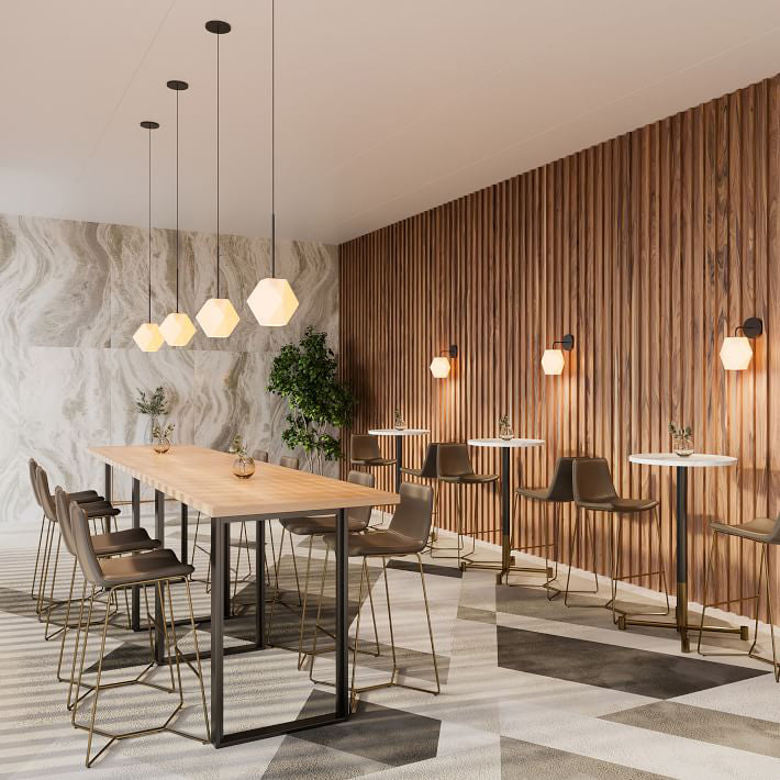 Pine Wood Bar Dining Table Industrial Rectangle Bar Table with Sled Pedestal