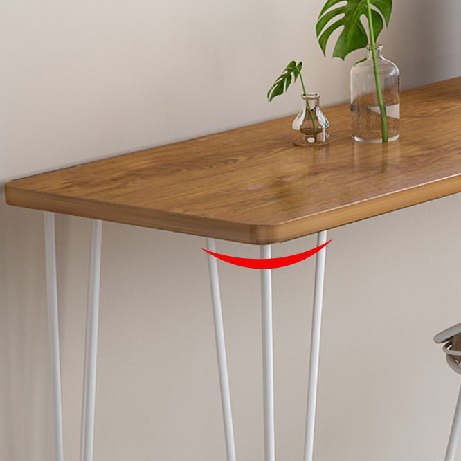 Wood Bar Dining Table Modern Rectangle Bar Table with 4 Legs Pedestal for Dessert Shop