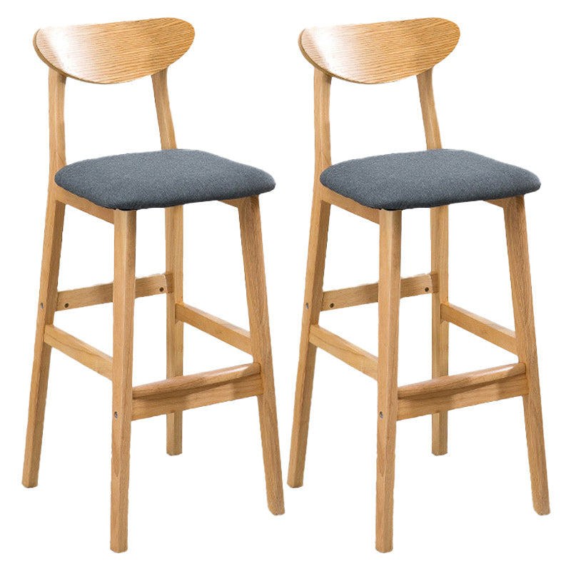Modern Dessert Shop Oak Wood Stool Matte Finish Upholstered Bar Stools