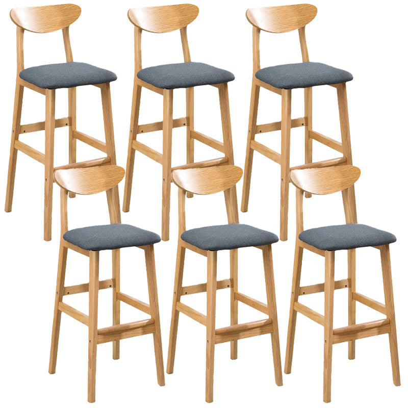 Modern Dessert Shop Oak Wood Stool Matte Finish Upholstered Bar Stools