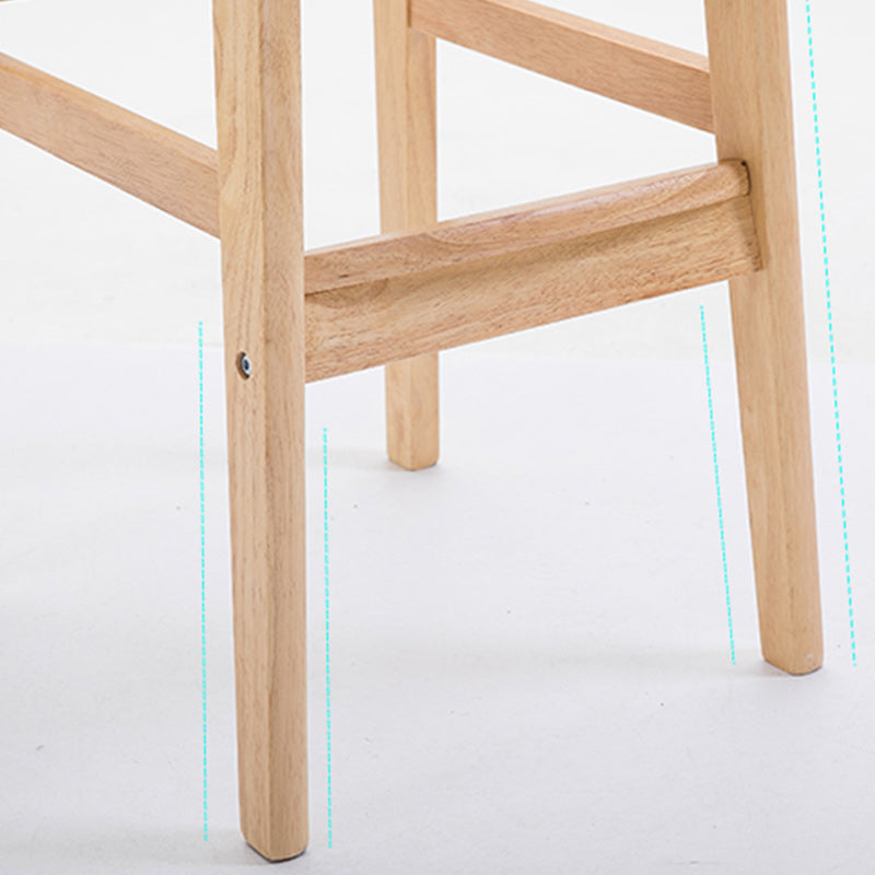 Modern Dessert Shop Oak Wood Stool Matte Finish Upholstered Bar Stools