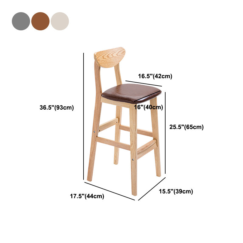 Modern Dessert Shop Oak Wood Stool Matte Finish Upholstered Bar Stools