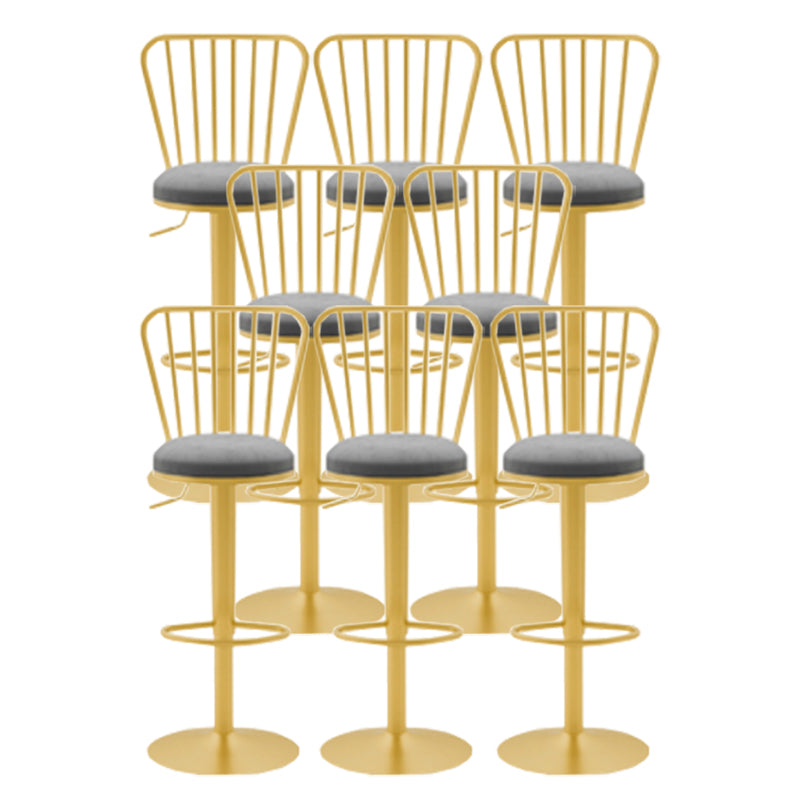 Glam Liftable Backrest Counter Stool Iron Cafe Bar Stool with Cushion and Pedal