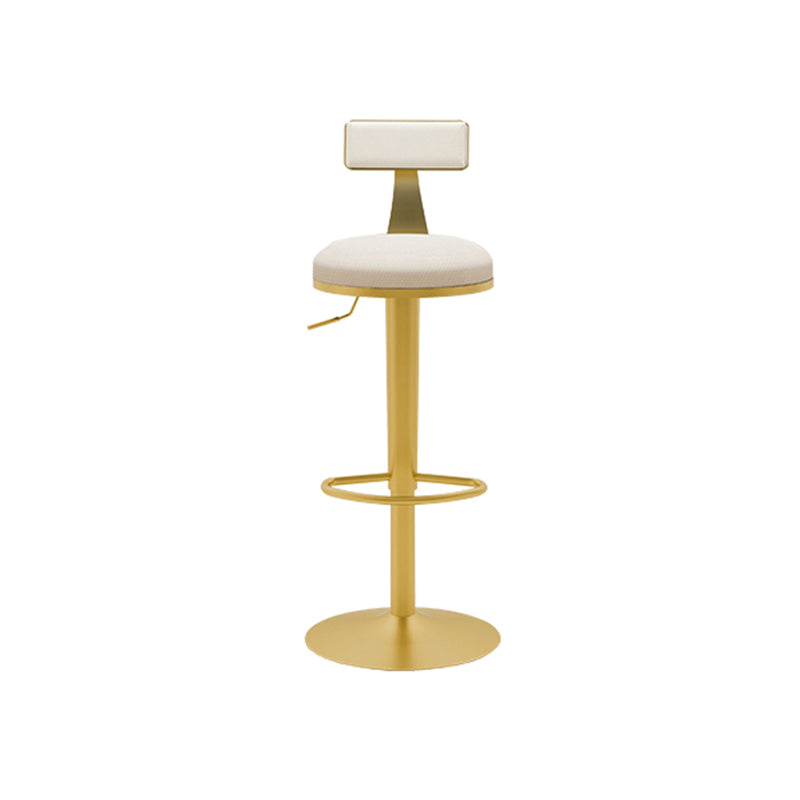Glam Liftable Backrest Counter Stool Iron Cafe Bar Stool with Cushion and Pedal