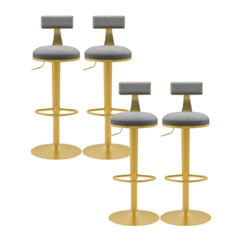 Glam Liftable Backrest Counter Stool Iron Cafe Bar Stool with Cushion and Pedal