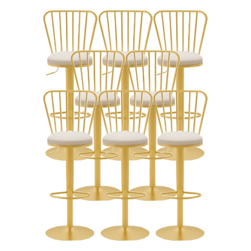 Glam Liftable Backrest Counter Stool Iron Cafe Bar Stool with Cushion and Pedal
