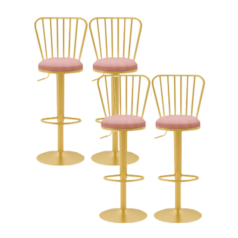 Glam Liftable Backrest Counter Stool Iron Cafe Bar Stool with Cushion and Pedal