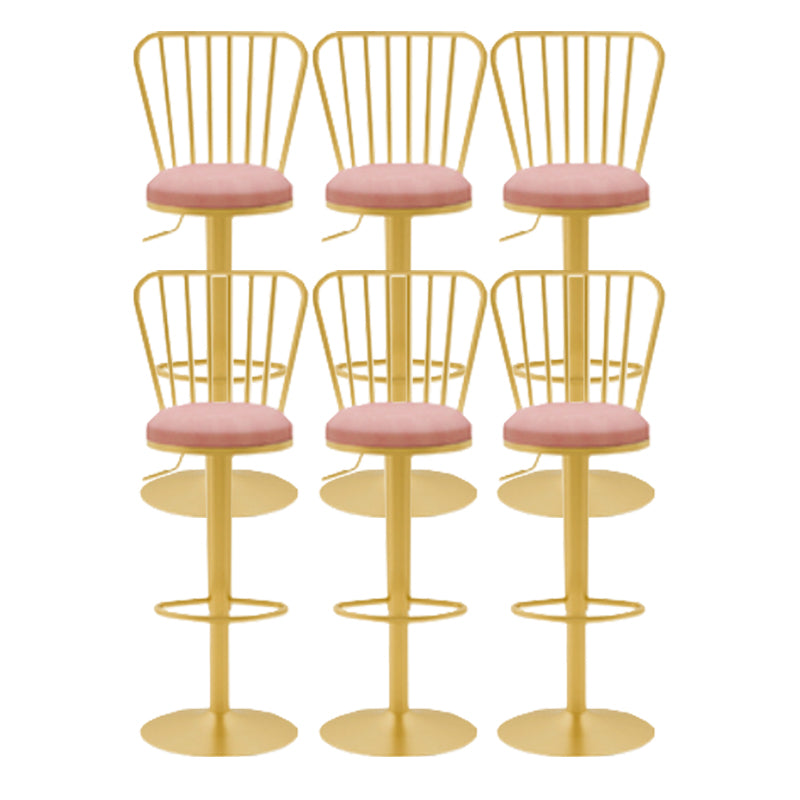 Glam Liftable Backrest Counter Stool Iron Cafe Bar Stool with Cushion and Pedal