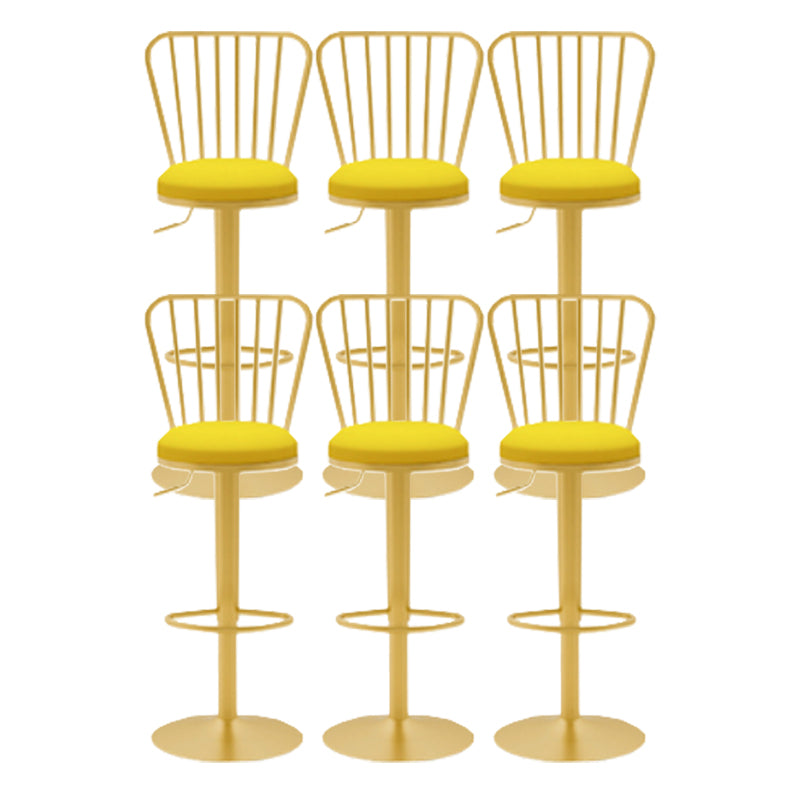 Glam Liftable Backrest Counter Stool Iron Cafe Bar Stool with Cushion and Pedal