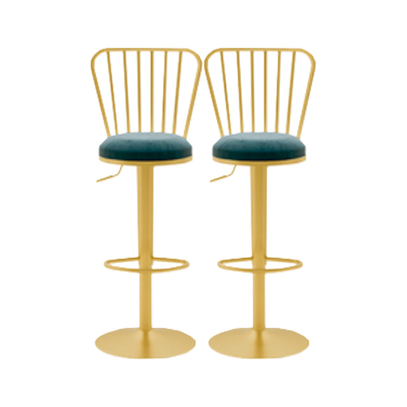 Glam Liftable Backrest Counter Stool Iron Cafe Bar Stool with Cushion and Pedal
